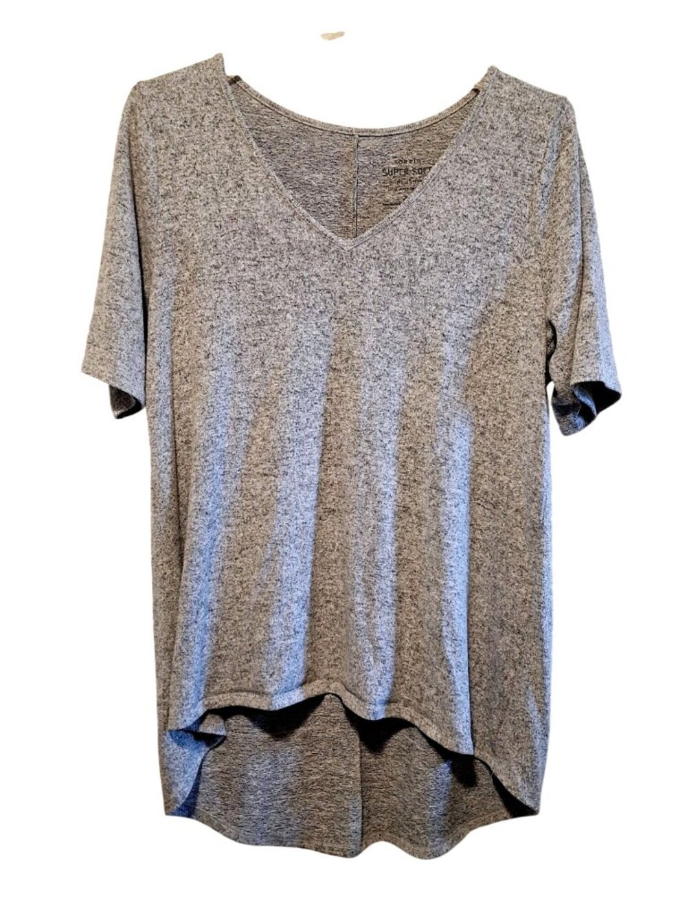 Soft V-Neck Heathered Gray Women's Top